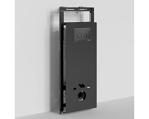 Инсталляция WasserKRAFT Salm 27TLT.010.ME.BL.MB01 для унитаза Черное стекло с Черной матовой клавишей смыва