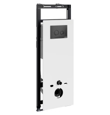 Инсталляция WasserKRAFT Salm 27TLT.010.ME.WH.MB01 для унитаза Белое стекло с Черной матовой клавишей смыва