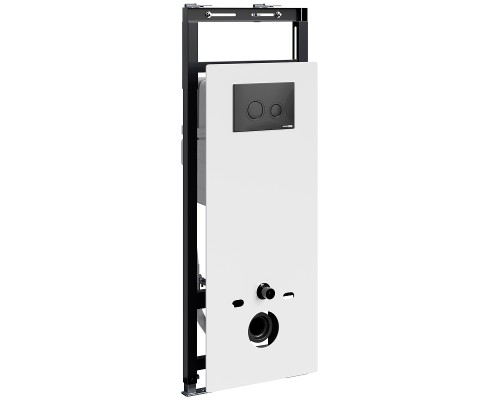 Инсталляция WasserKRAFT Salm 27TLT.010.ME.WH.MB01 для унитаза Белое стекло с Черной матовой клавишей смыва