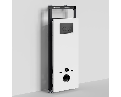 Инсталляция WasserKRAFT Salm 27TLT.010.ME.WH.MB01 для унитаза Белое стекло с Черной матовой клавишей смыва