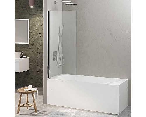 Шторка на ванну Berges River S 90х145 065012 профиль Хром стекло прозрачное