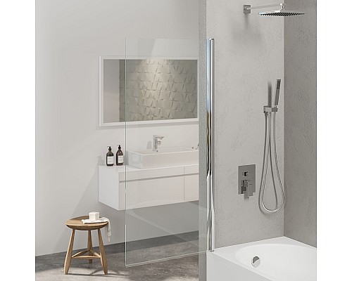 Шторка на ванну Berges River S 90х145 065012 профиль Хром стекло прозрачное