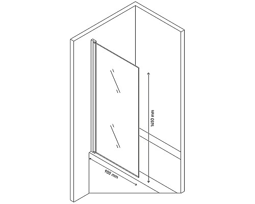 Шторка на ванну Berges River S 90х145 065012 профиль Хром стекло прозрачное