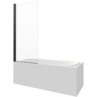 Шторка на ванну Berges River S Black 80х145 065011 профиль Черный матовый стекло прозрачное
