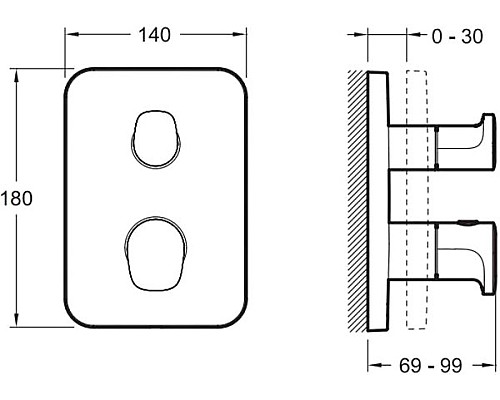 Смеситель для душа Jacob Delafon Модуло E98726-CP с термостатом Хром