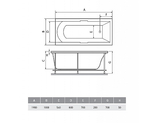 Акриловая ванна Relisan Eco Plus Темза 190х100 Гл000025013 без гидромассажа