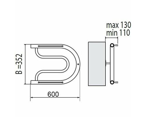 Водяной полотенцесушитель Terminus Фокстрот 320x600 4620768881244 с полкой Хром