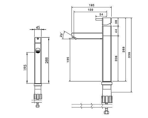 Смеситель для раковины Shouder Unique 0170306 Золото