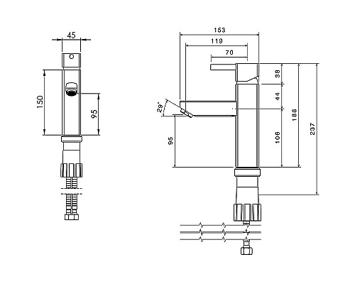 Смеситель для раковины Shouder Unique 0170217 Черный Золото