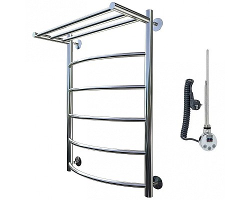 Электрический полотенцесушитель Тругор Приоритет 1 элТЭН 80x50 с полкой Хром