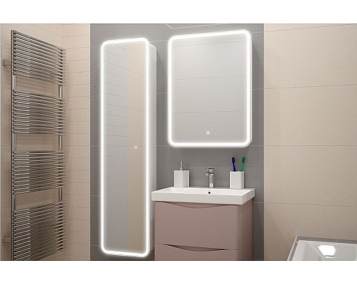 Шкаф пенал Art&Max Platino AM-Pla-400-1600-1D-R-L-DS-F с сенсорным выключателем Белый