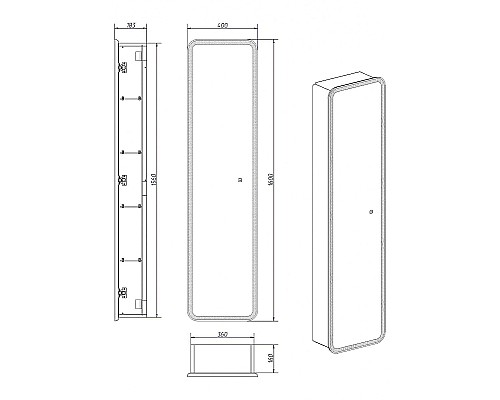 Шкаф пенал Art&Max Platino AM-Pla-400-1600-1D-R-L-DS-F с сенсорным выключателем Белый