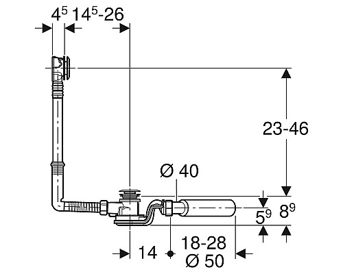 Слив-перелив для ванны Geberit 150.755.21.6 (150.758.21.1) Хром