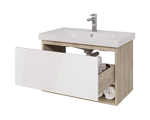 Тумба под раковину Dreja Perfecto 90 99.0813 подвесная Дуб эврика Белый