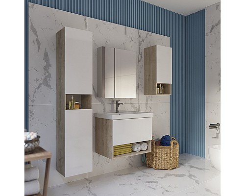 Тумба под раковину Dreja Perfecto 90 99.0813 подвесная Дуб эврика Белый