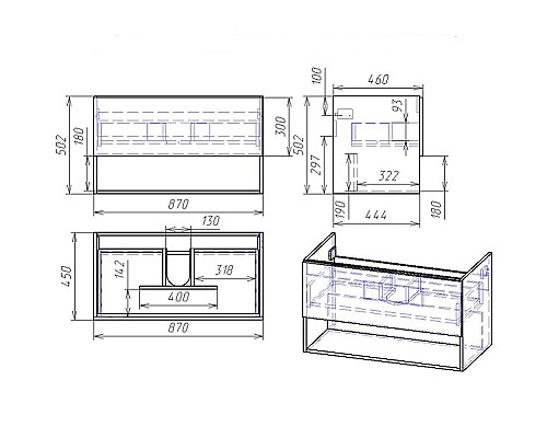 Тумба под раковину Dreja Perfecto 90 99.0813 подвесная Дуб эврика Белый