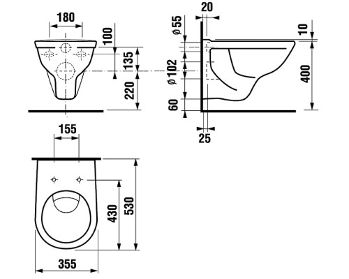 Унитаз Jika Lyra 8.2137.0.000.000.3 подвесной без сиденья