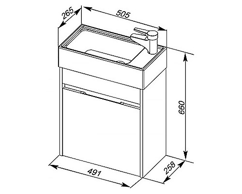 Тумба с раковиной Aquanet Лидс 50 213042 подвесная Эвкалипт мистери