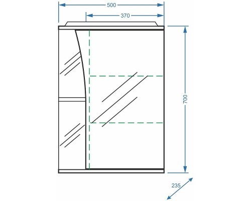 Зеркальный шкаф Stella Polar Волна Винчи 50 SP-00000034 с подсветкой Белый