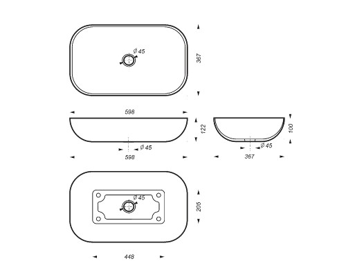 Раковина-чаша Sanita Luxe Infinity 60 WB.CT/Infinity/60-N/WHT.G/S1 Белая