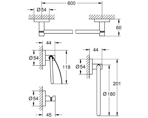 Набор аксессуаров для ванной Grohe Essentials 40776001 Хром