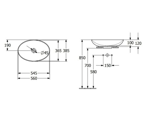 Раковина-чаша Villeroy&Boch Loop & Friends 56 4A470001 Альпийский белый
