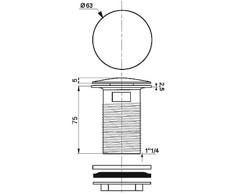 Донный клапан Wirquin Black touch 30722855 click-clack Черный