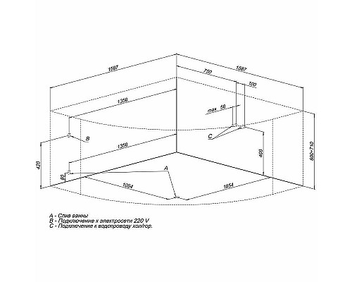 Акриловая ванна Aquanet Santiago 160x160 205545 без гидромассажа Акриловая ванна Aquanet Santiago 160x160 205545 без гидромассажа