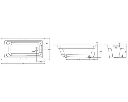 Чугунная ванна Jacob Delafon Archer 150x75 E6D906-0 с антискользящим покрытием