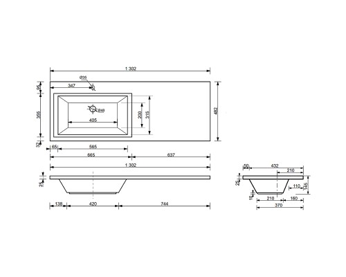 Тумба с раковиной Эстет Dallas Luxe 130 L ФР-00002424 подвесная Белая