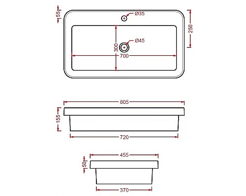 Раковина Artceram Fuori 80 TFL035 01 00 Белая