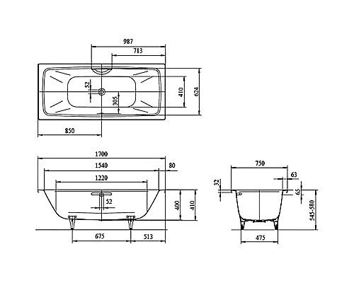 Стальная ванна Kaldewei Cayono Duo 724 170x75 272400010001 без покрытия