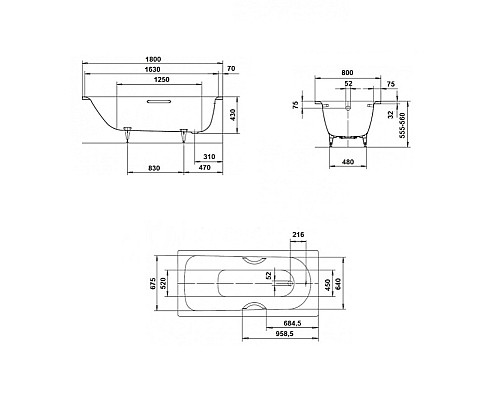 Стальная ванна Kaldewei Saniform Plus 375-1 180x80 112830000001 с покрытием Anti-slip