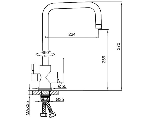 Смеситель для кухни Frap H801 F43801-6 Черный матовый