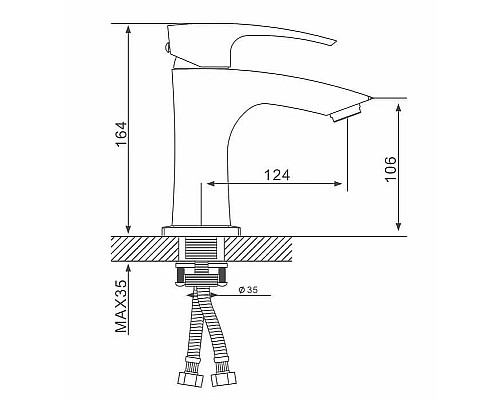 Смеситель для раковины Gappo G07-6 G1007-66 Черный матовый