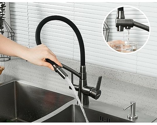 Смеситель для кухни Gappo G4398-19 Графит Черный