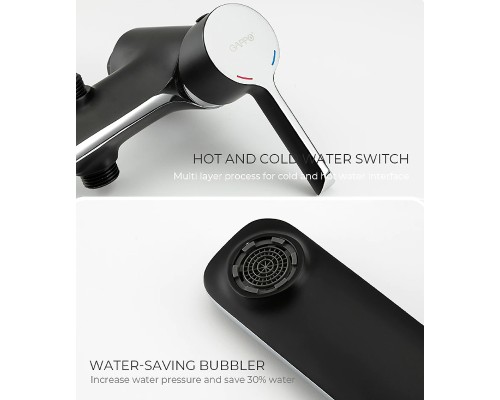 Душевая система Gappo G03-6 G2403-6 Черная матовая Хром