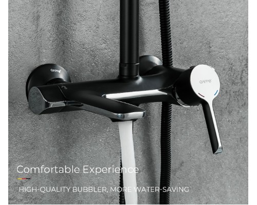 Душевая система Gappo G03-6 G2403-6 Черная матовая Хром