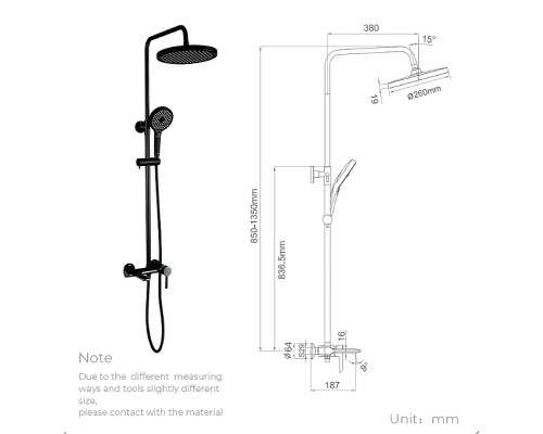 Душевая система Gappo G03-6 G2403-6 Черная матовая Хром