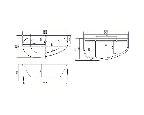 Акриловая ванна Allen Brau Priority 5 160x78 L 2.31005.20A без гидромассажа