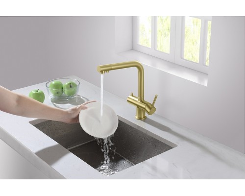 Смеситель для кухни Timo Saona 2396/17F Золото матовое