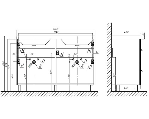 Тумба под раковину Velvex Orlando 120 tn.ORL.CLA.120.4Y Графит