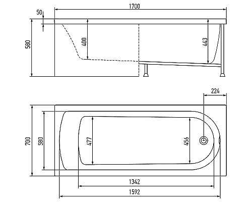 Акриловая ванна Timo Mika 170x70 MIKA1770 без гидромассажа