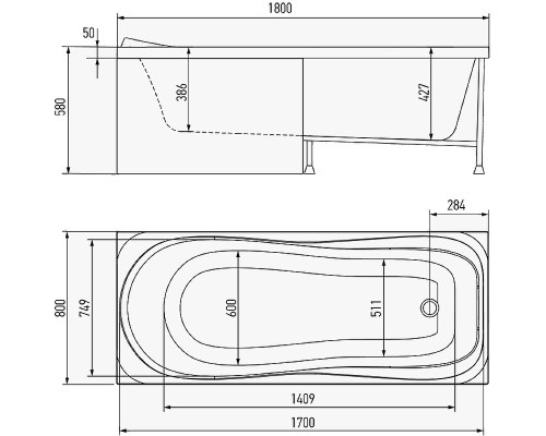 Акриловая ванна Timo Kata 180x80 без гидромассажа