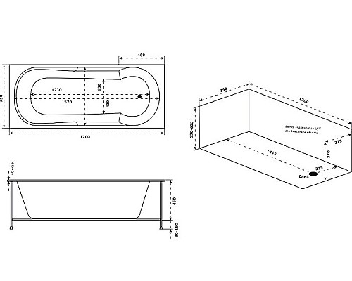 Акриловая ванна Bas Энтони 170x75 В 00065 без гидромассажа