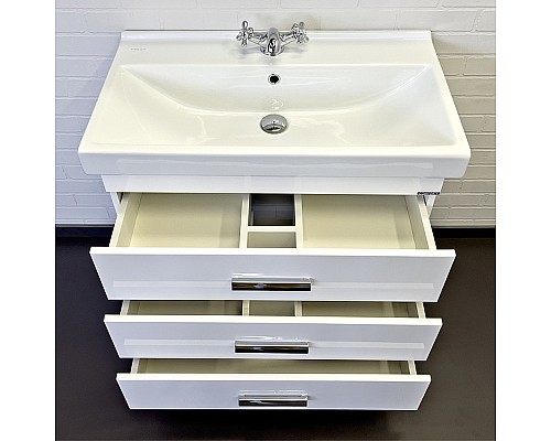 Тумба с раковиной Comforty Никосия 80Н 00-00011162 Белая глянцевая