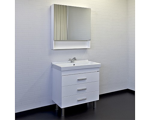 Тумба с раковиной Comforty Никосия 80Н 00-00011162 Белая глянцевая