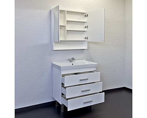 Тумба с раковиной Comforty Никосия 80Н 00-00011162 Белая глянцевая