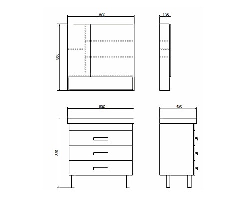 Тумба с раковиной Comforty Никосия 80Н 00-00011162 Белая глянцевая