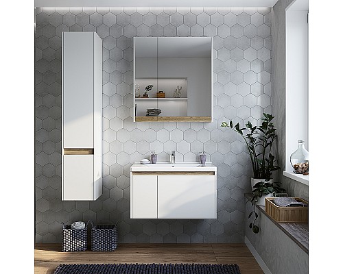 Зеркальный шкаф STWORKI Стокгольм 80 1A227402SG010 Белый Светлое дерево